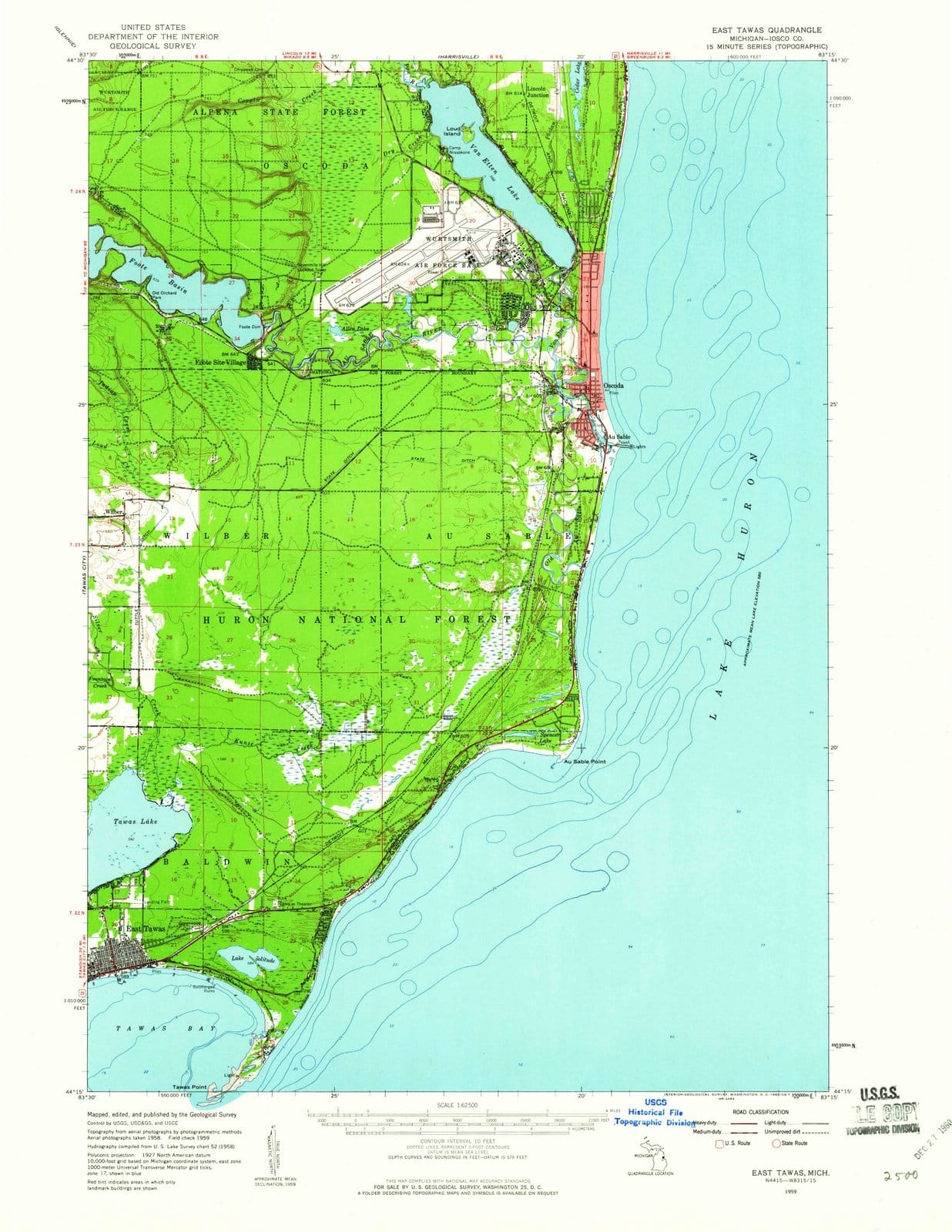 1959 East Tawas, MI - Michigan - USGS Topographic Map