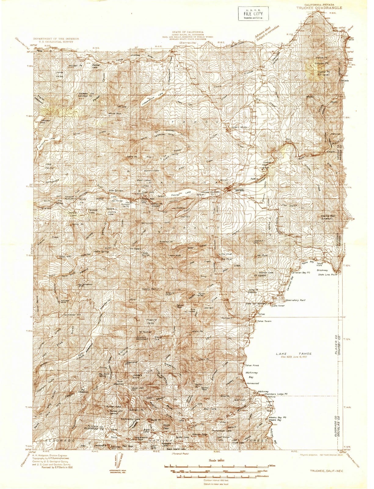 1932 Truckee, CA - California - USGS Topographic Map