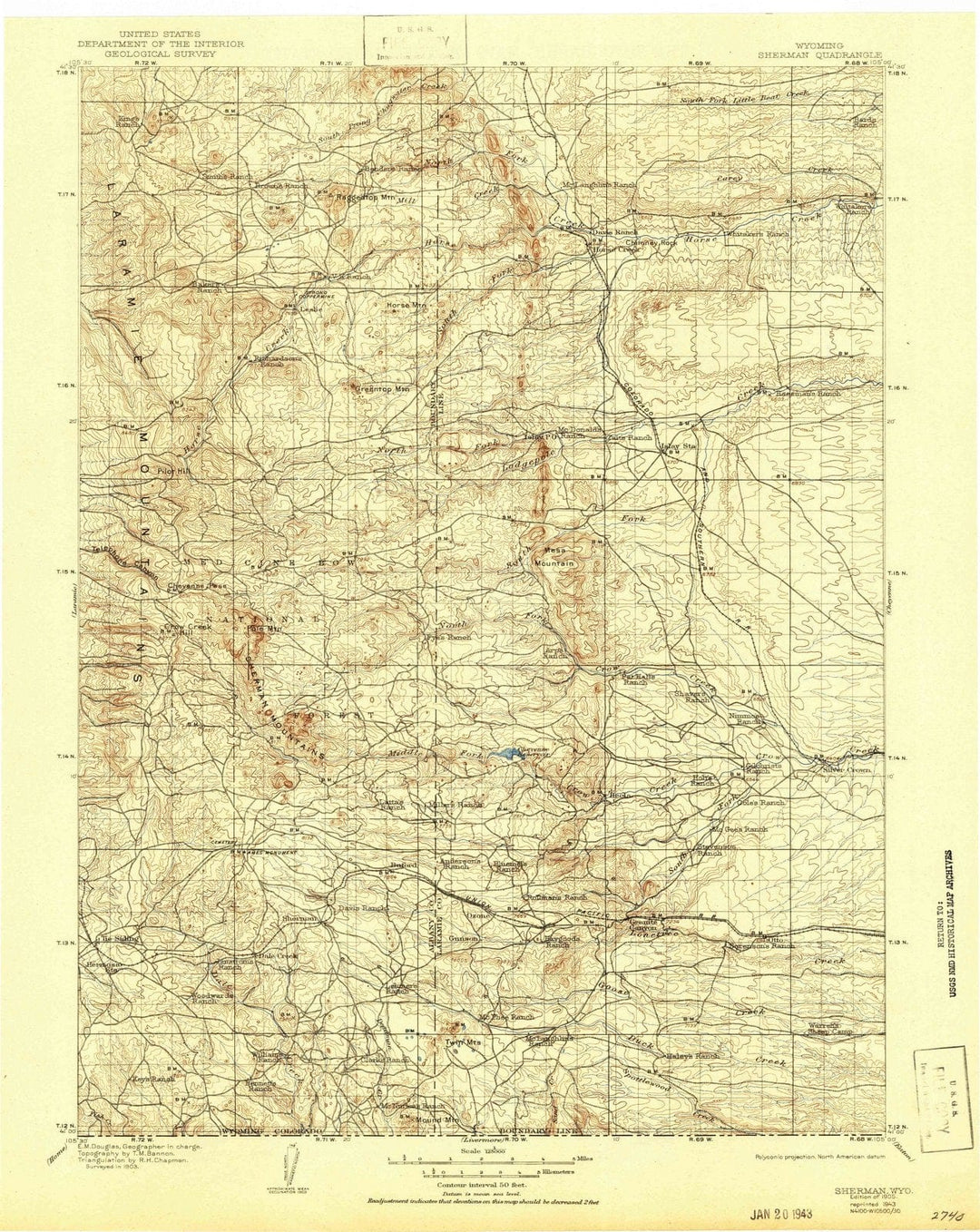 1905 Sheridan, WY - Wyoming - USGS Topographic Map