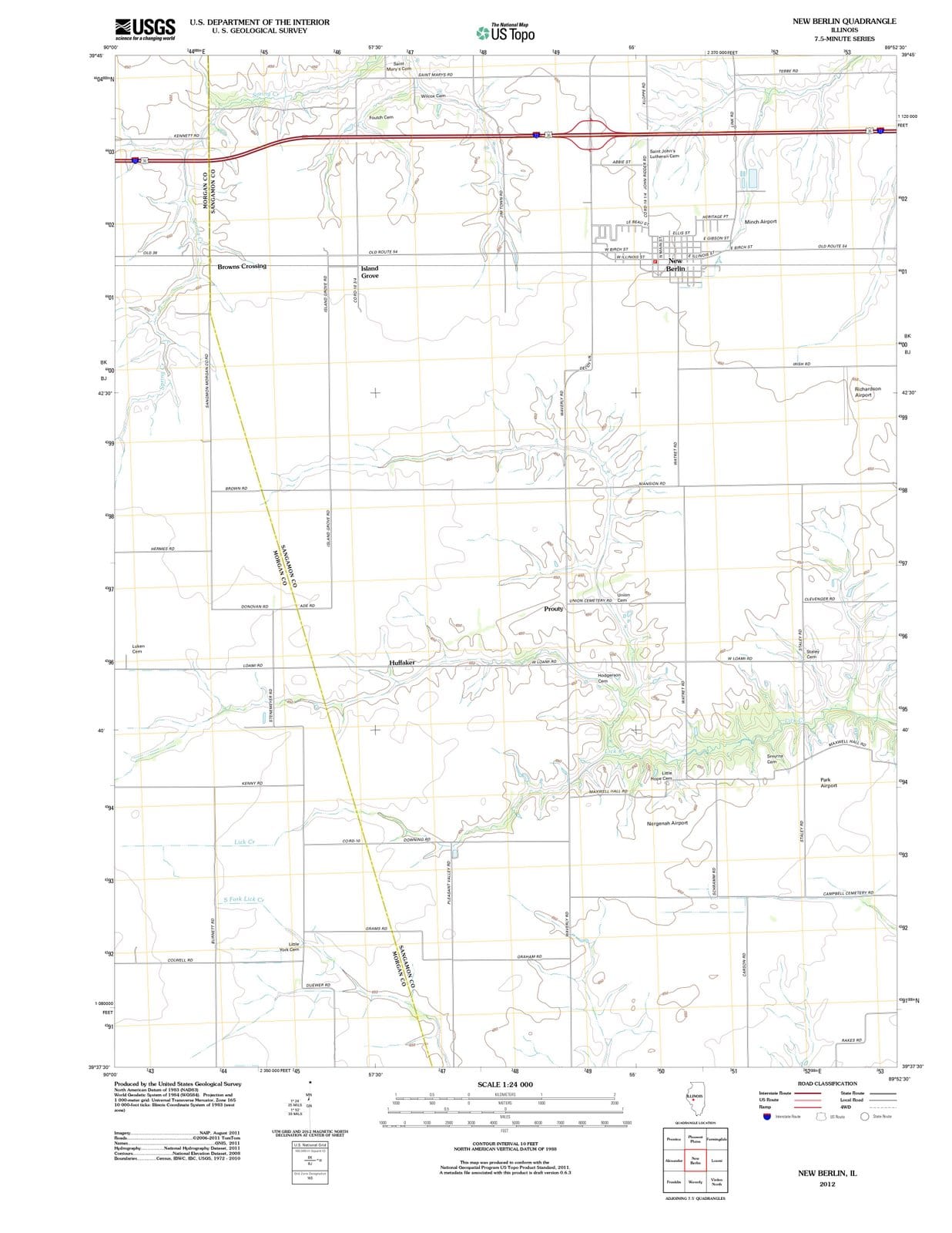 2012 New Berlin, IL - Illinois - USGS Topographic Map