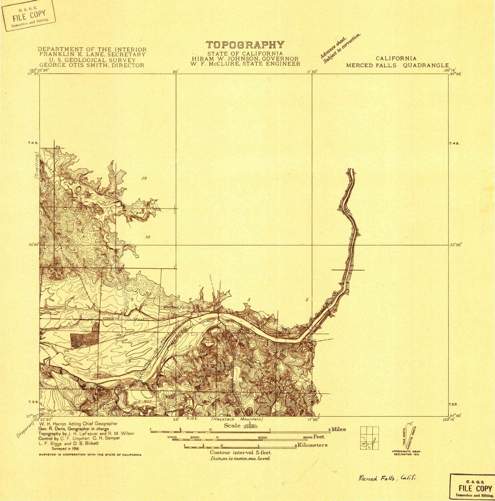 1916 Merced, CA - California - USGS Topographic Map