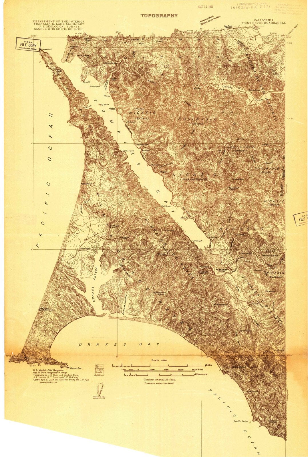 1916 Point Reyes, CA - California - USGS Topographic Map