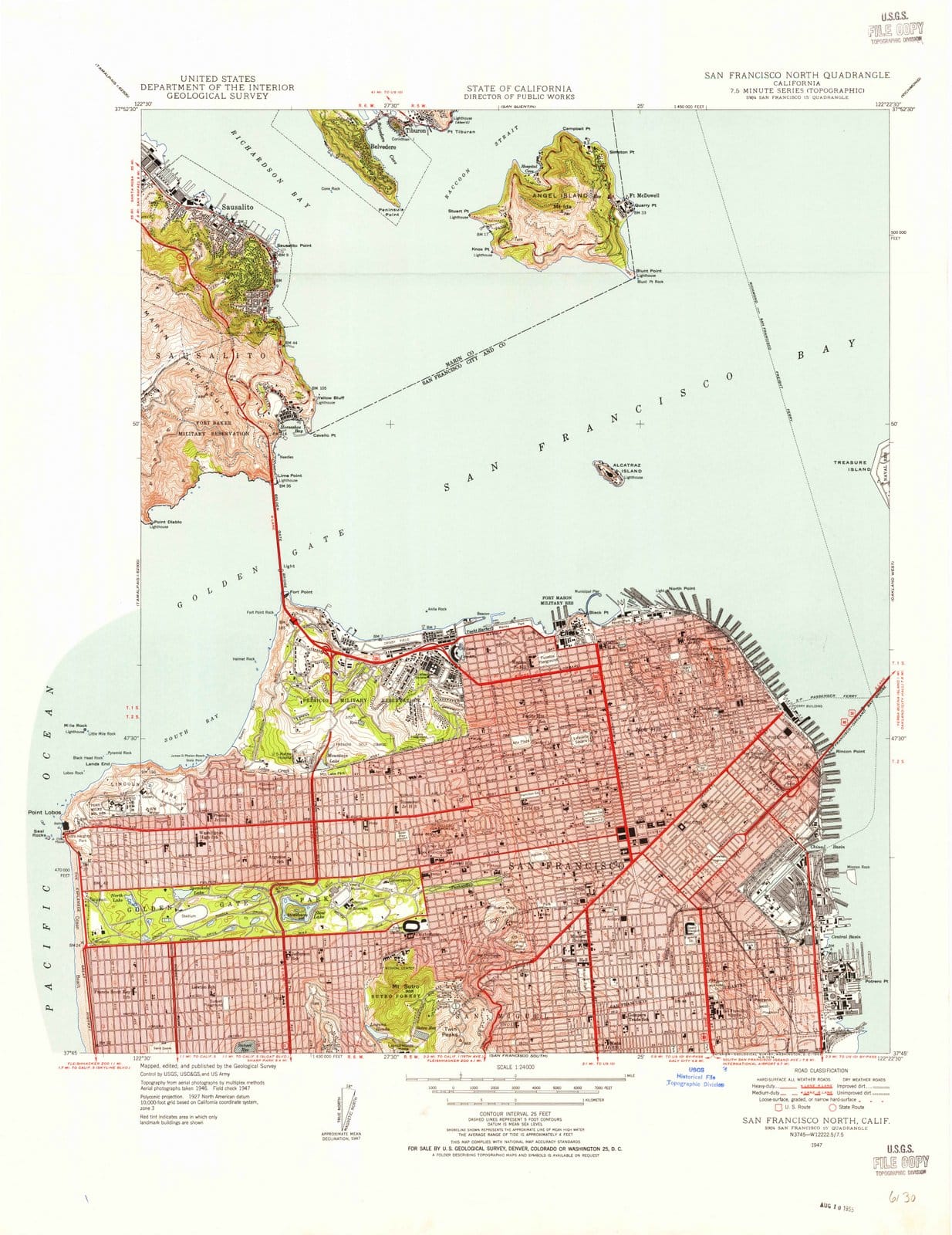 1947 San Francisco North, CA - California - USGS Topographic Map