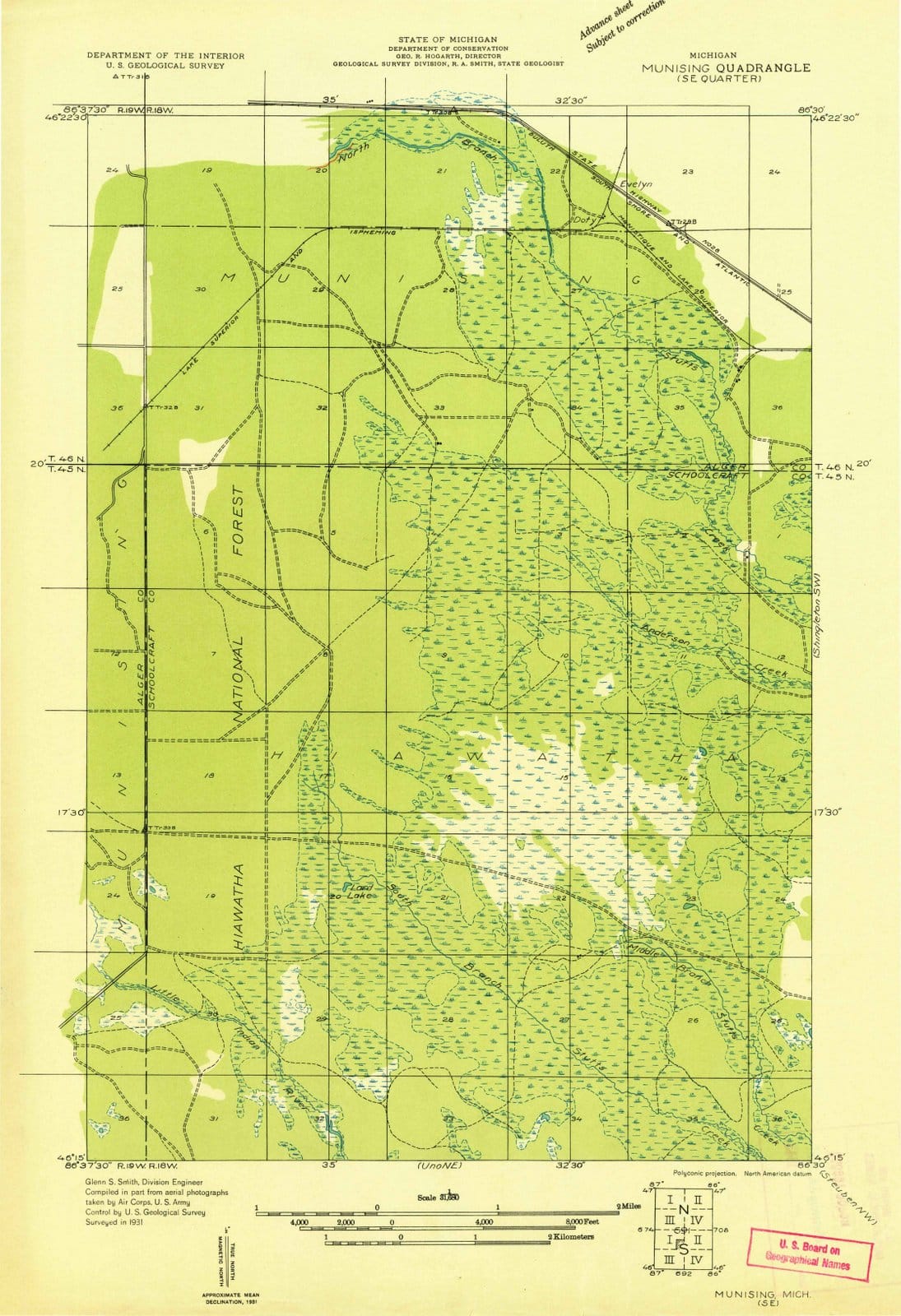 1931 Munising, MI - Michigan - USGS Topographic Map