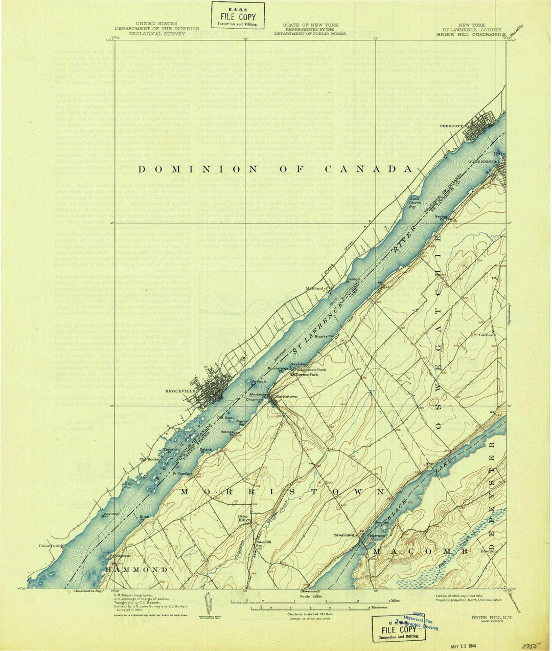 1906 Brier Hill, NY - New York - USGS Topographic Map
