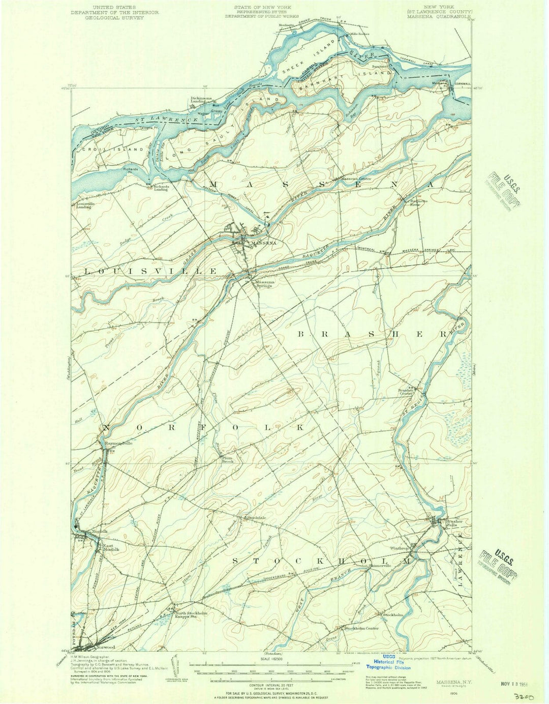 1906 Massena, NY - New York - USGS Topographic Map