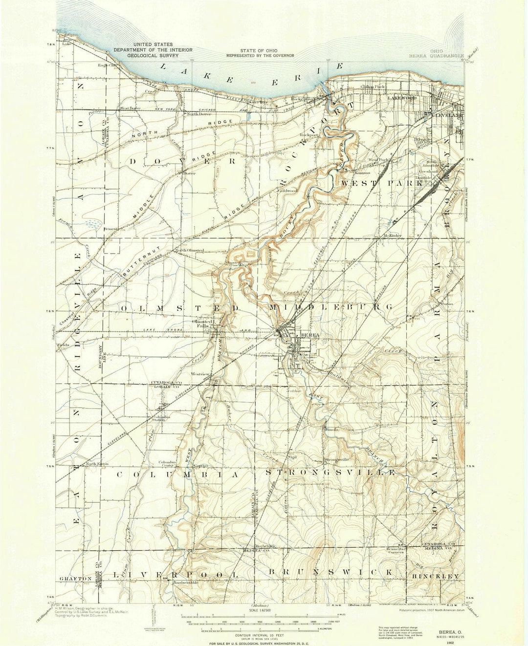 1902 Berea, OH - Ohio - USGS Topographic Map