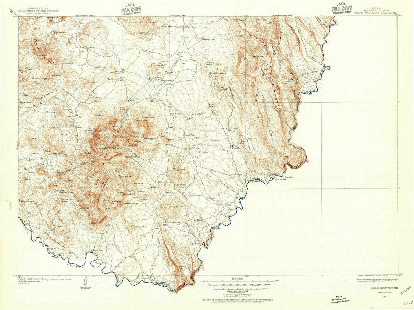 1903 Chisos Mountains, TX - Texas - USGS Topographic Map