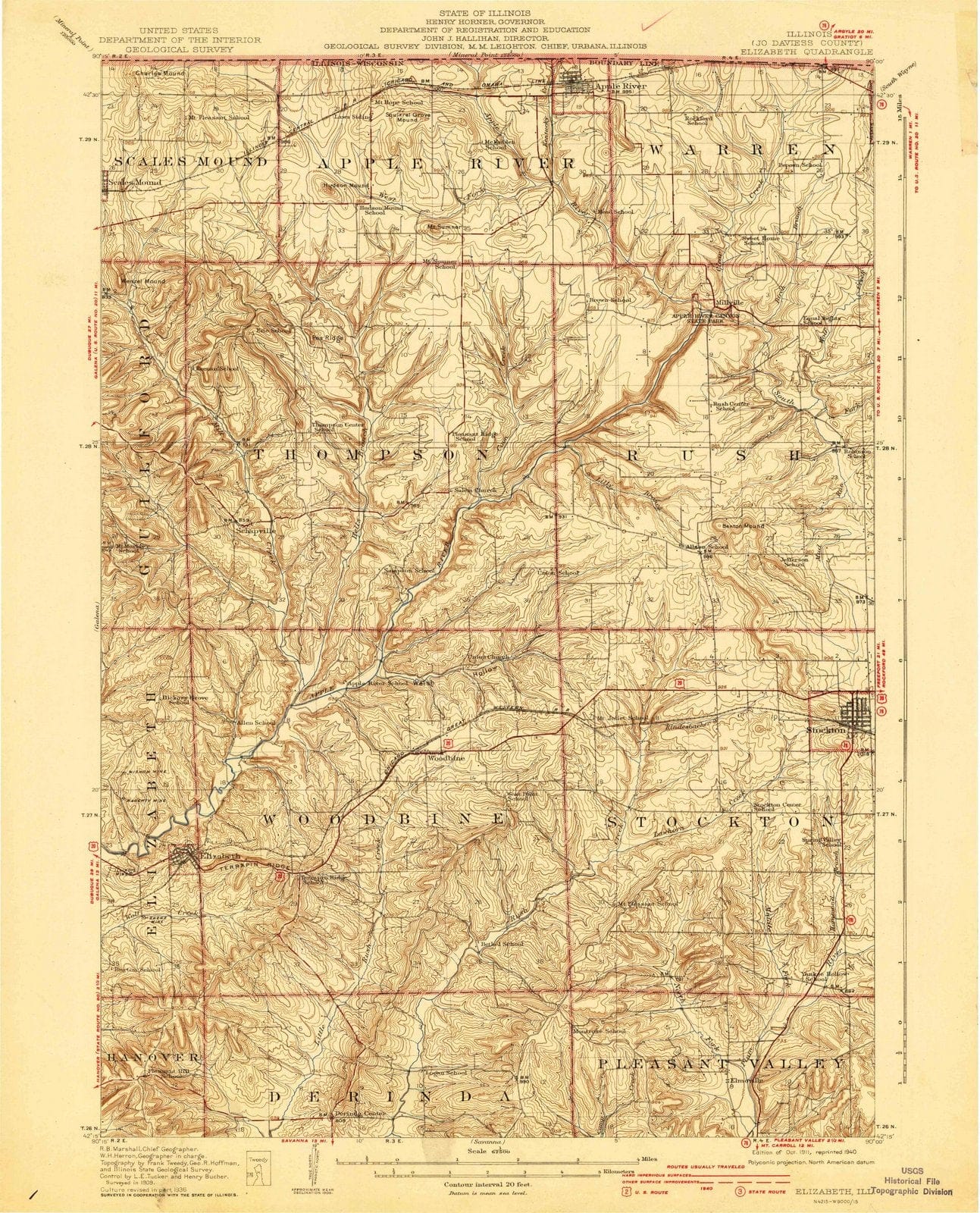 1911 Elizabeth, IL - Illinois - USGS Topographic Map
