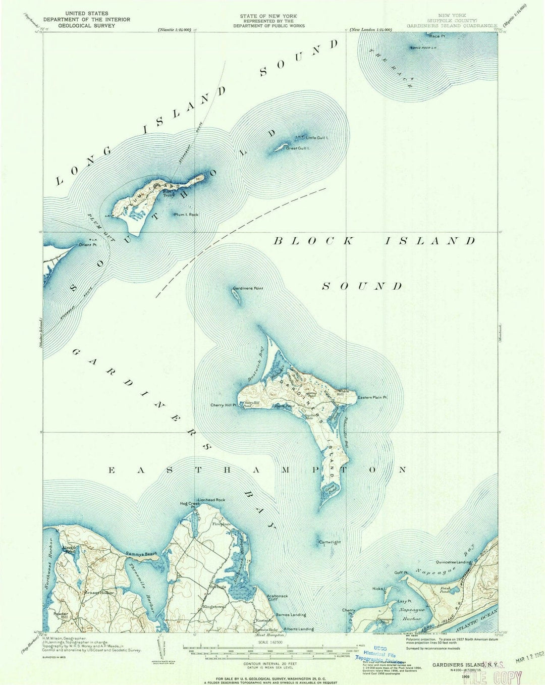 1903 Gardiners Island, NY - New York - USGS Topographic Map