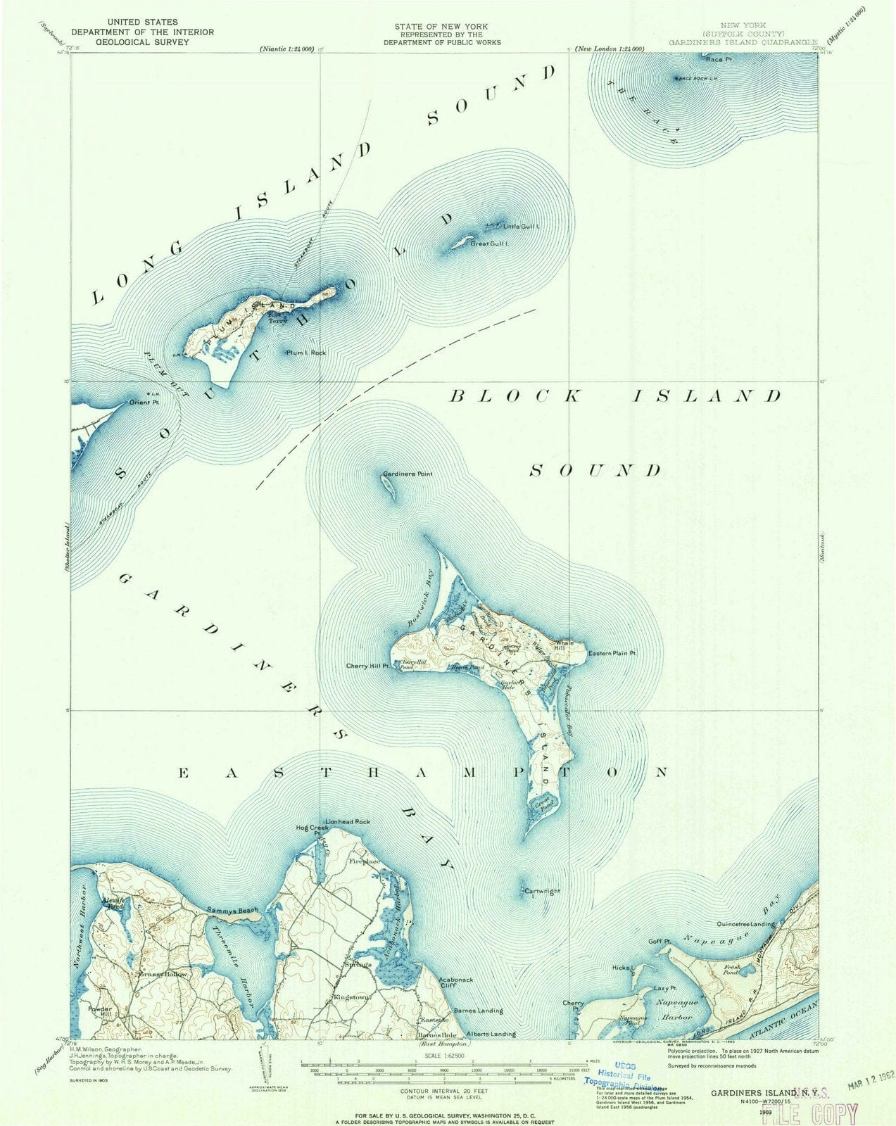 1903 Gardiners Island, NY - New York - USGS Topographic Map