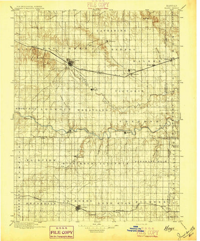 1896 Hays, KS - Kansas - USGS Topographic Map