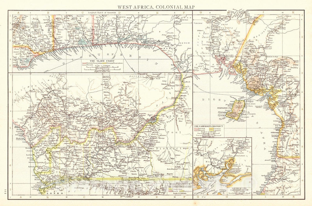 Historic Map : 1899 West Africa, Colonial Map : Vintage Wall Art