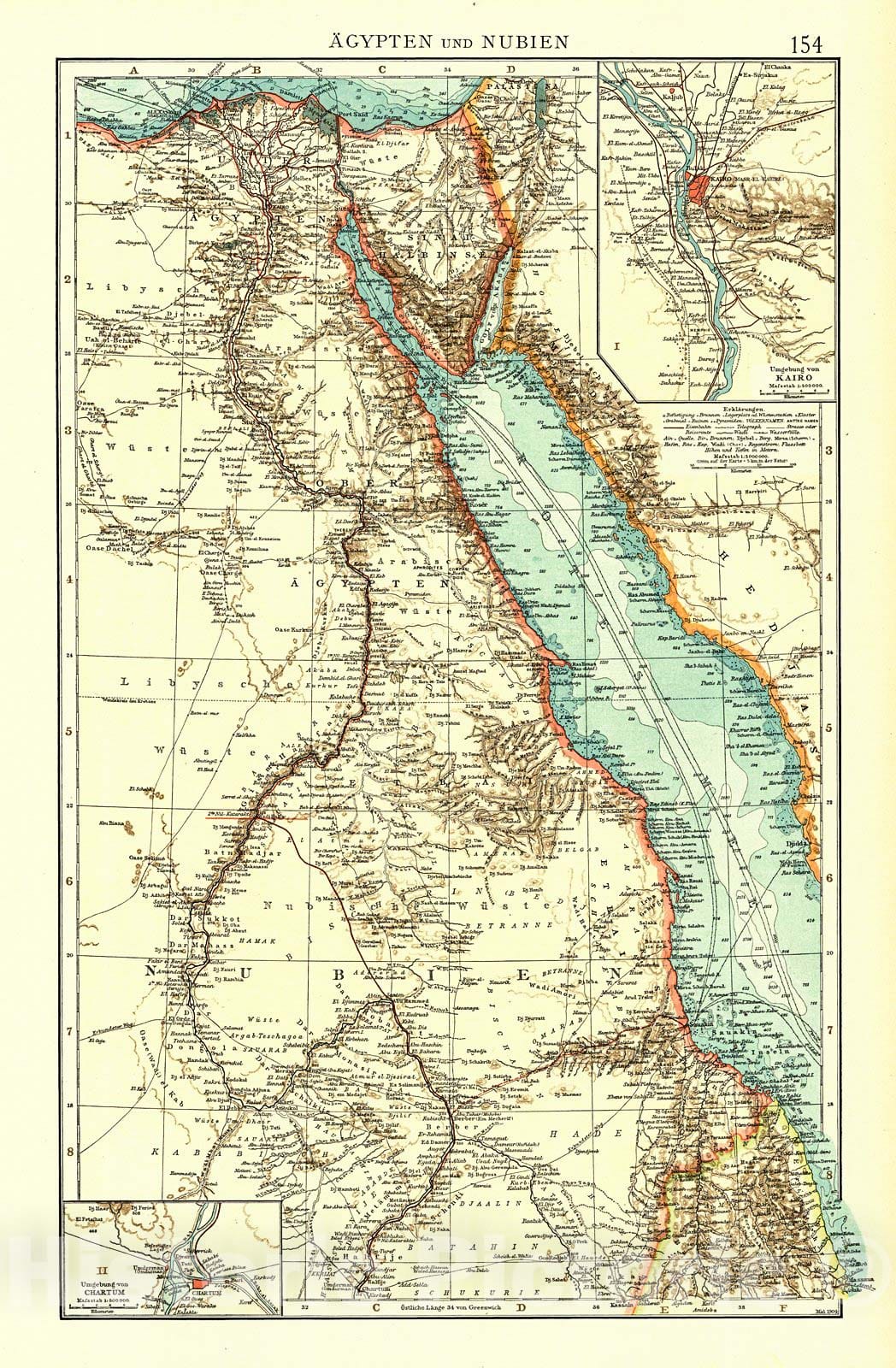 Historic Map : 1904 &Auml;gypten und Nubien : Vintage Wall Art