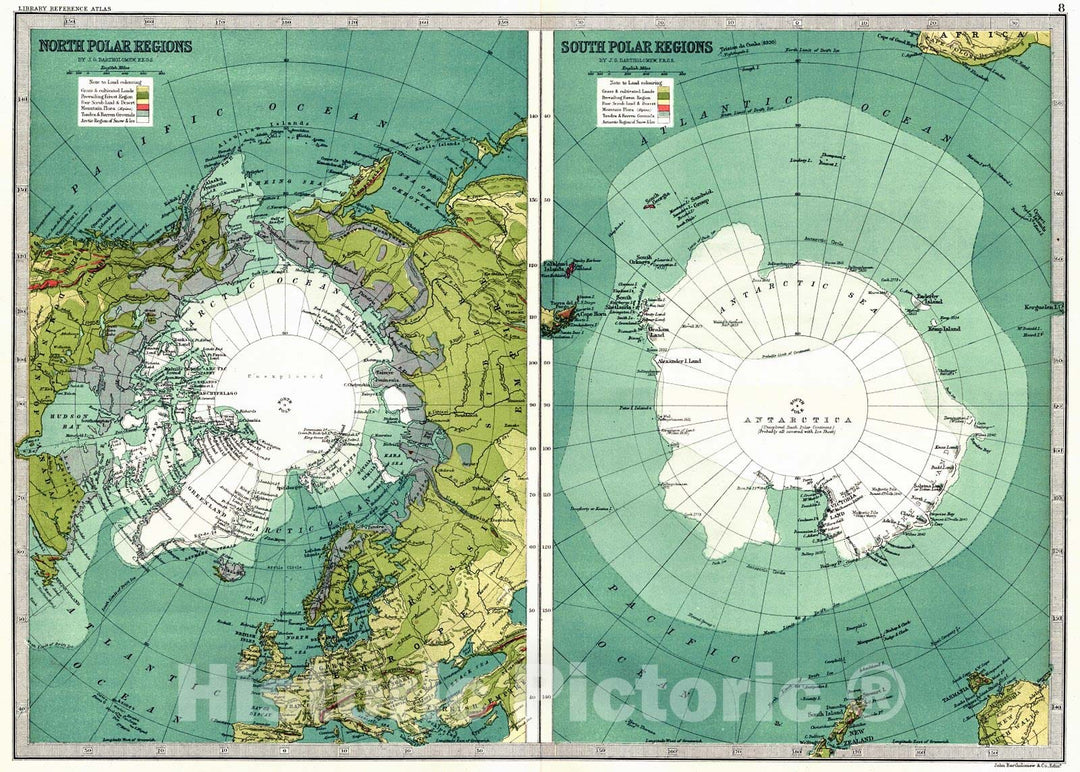 Historic Map 1890 North Polar Regions South Polar Regions Vintage historic-map-1890-north-polar-regions-south-polar-regions-vintage
