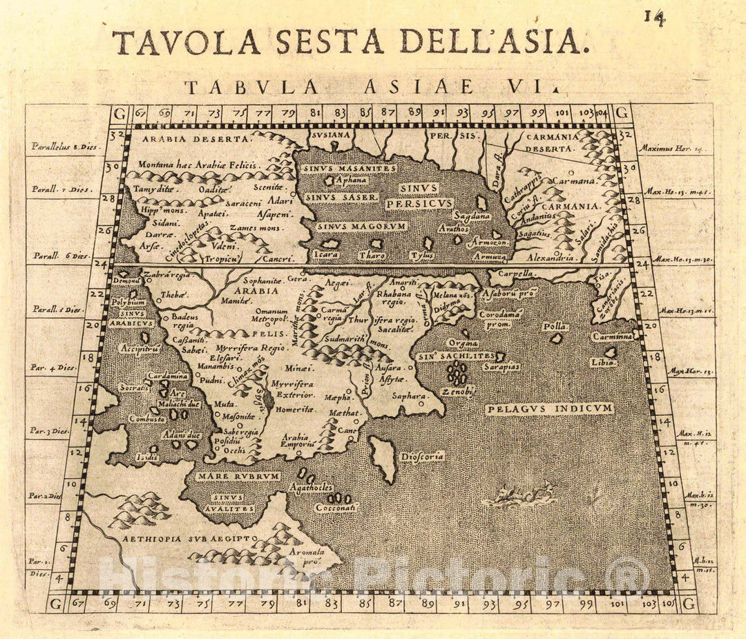 Historic Map : c. 1620 Tavola sesta Dell'Asia Tabula Asiae VI : Vintage Wall Art
