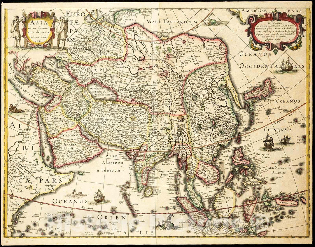 Historic Map : 1631 Asia recens summa cura delineata / auct. Henr. Hondio : Vintage Wall Art