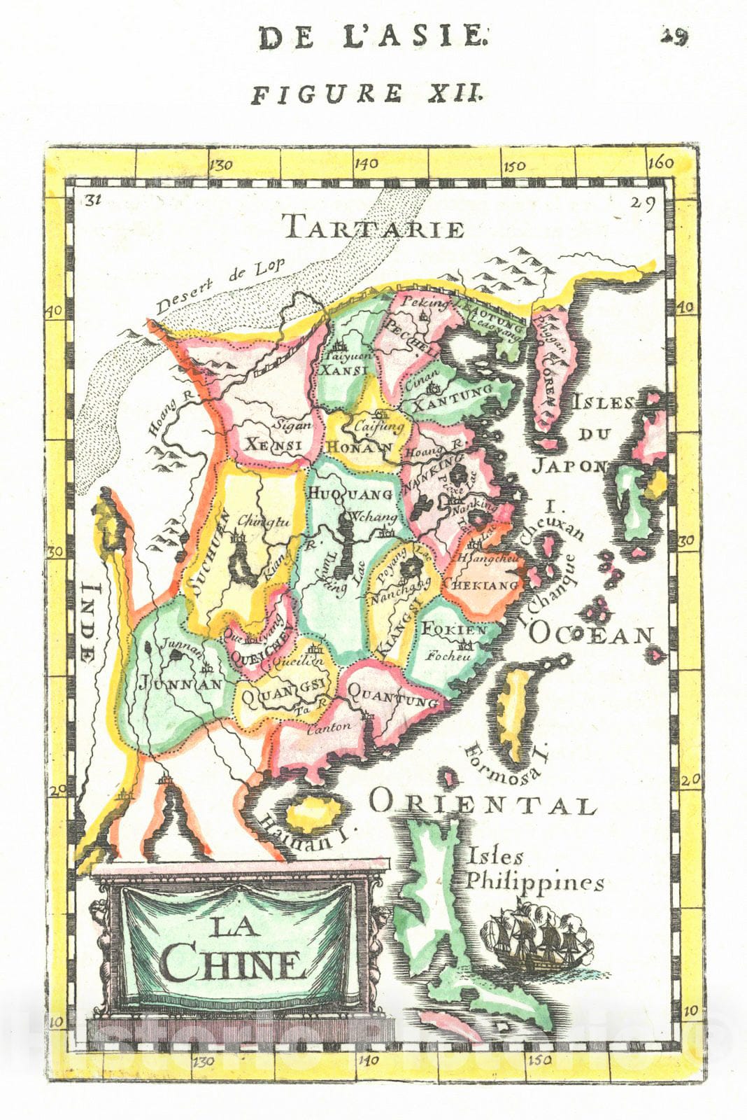 Historic Map La Chine Vintage Wall Art Historic Pictoric