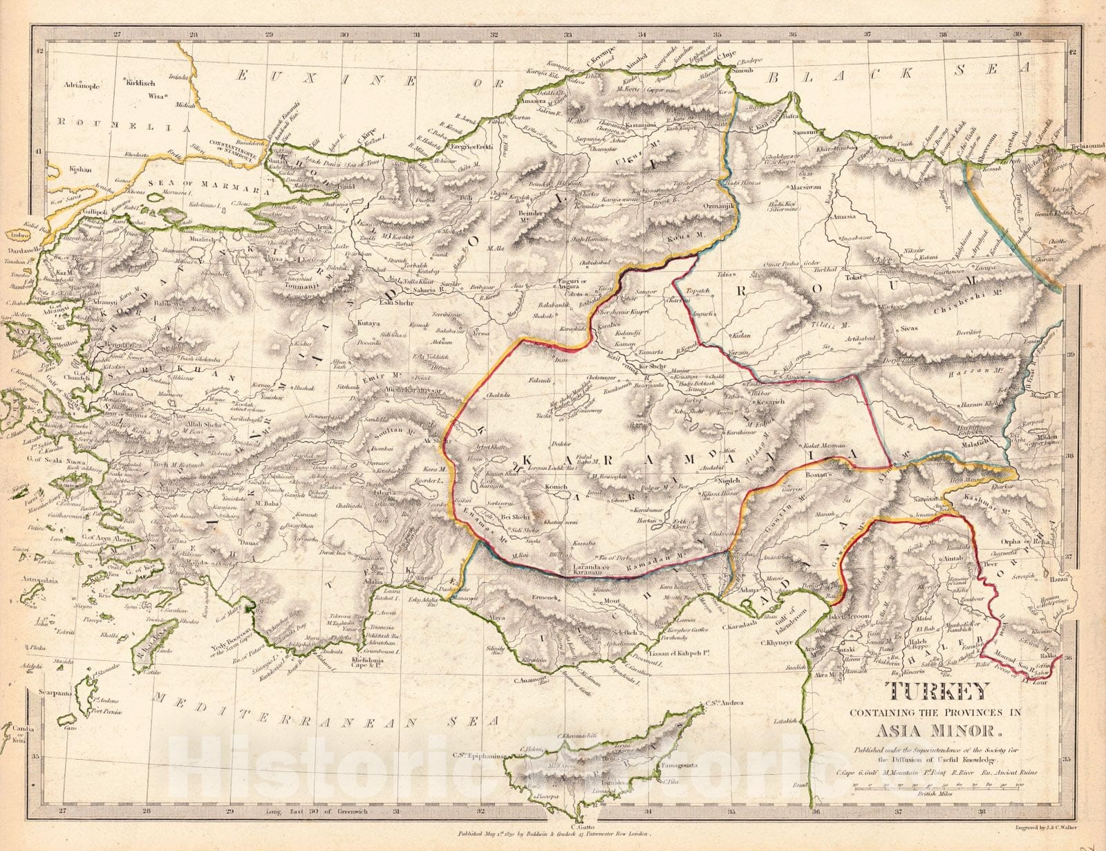 Historic Map : 1830 Turkey Containing the Provinces in Asia Minor : Vintage Wall Art