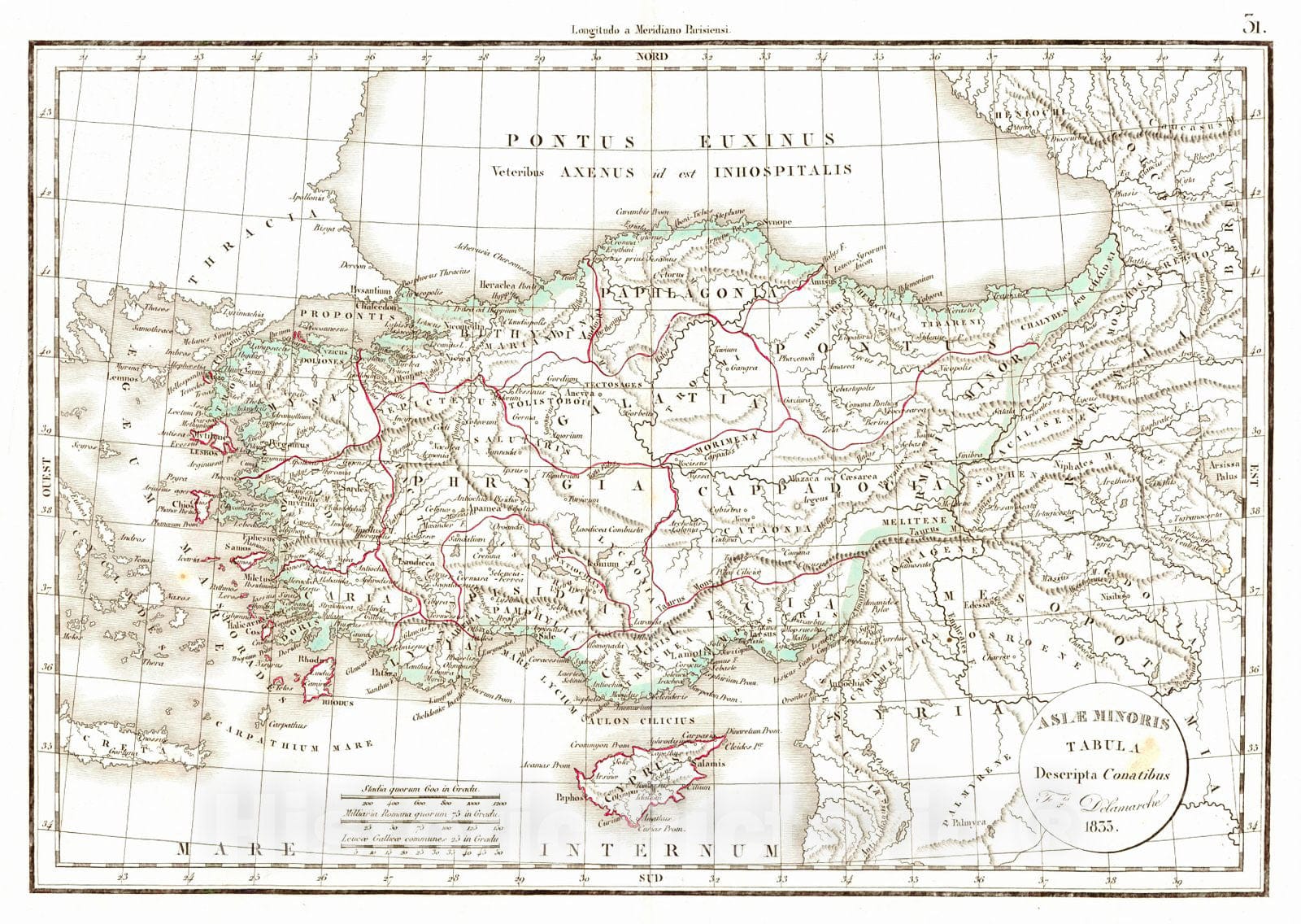 Historic Map : 1834 Asiae Minoris Tabula Descripta Conatibus  : Vintage Wall Art