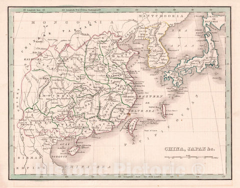 Historic Map : 1835 China, Japan : Vintage Wall Art
