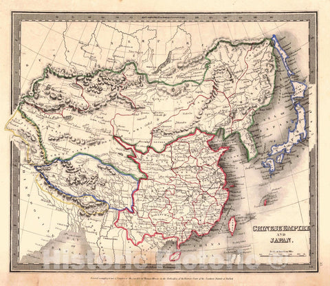 Historic Map : 1836 Chinese Empire and Japan : Vintage Wall Art