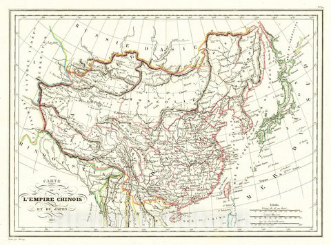 Historic Map : 1837 Carte de l' Empire Chinois et du Japan : Vintage Wall Art