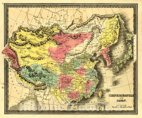 Historic Map : 1840 Chinese Empire and Japan : Vintage Wall Art