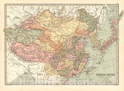 Historic Map : 1873 Chinese Empire and Japan : Vintage Wall Art