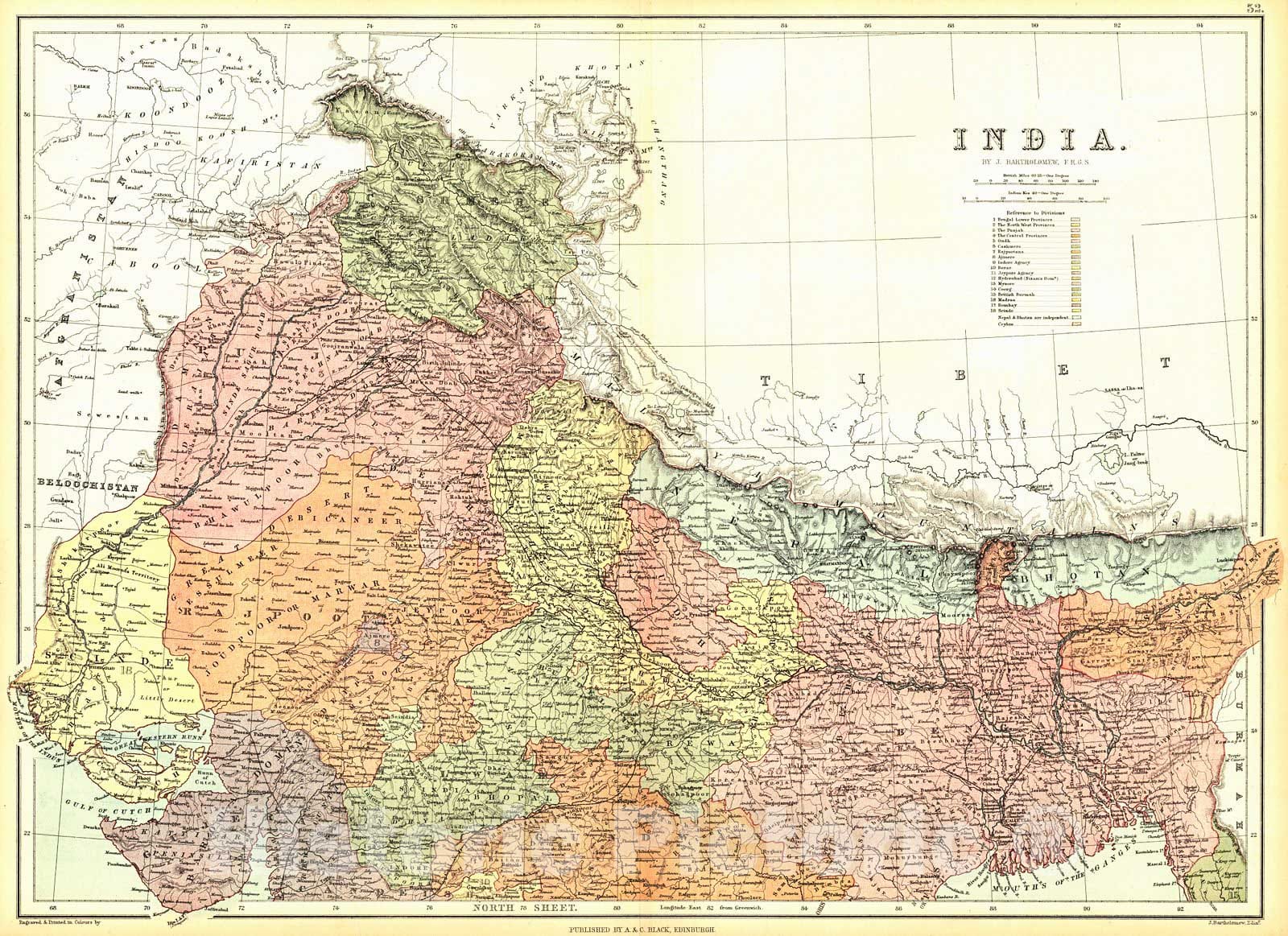 Historic Map : 1879 India : Vintage Wall Art