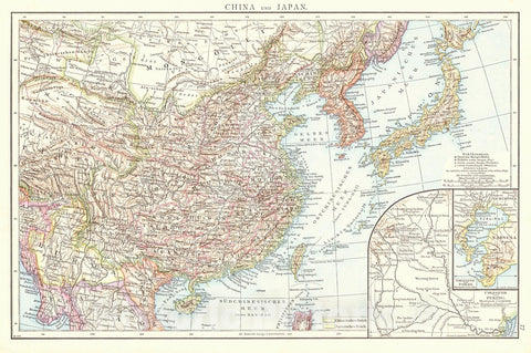 Historic Map : 1881 China und Japan : Vintage Wall Art