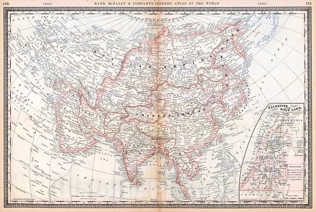 Historic Map : 1884 Asia : Vintage Wall Art