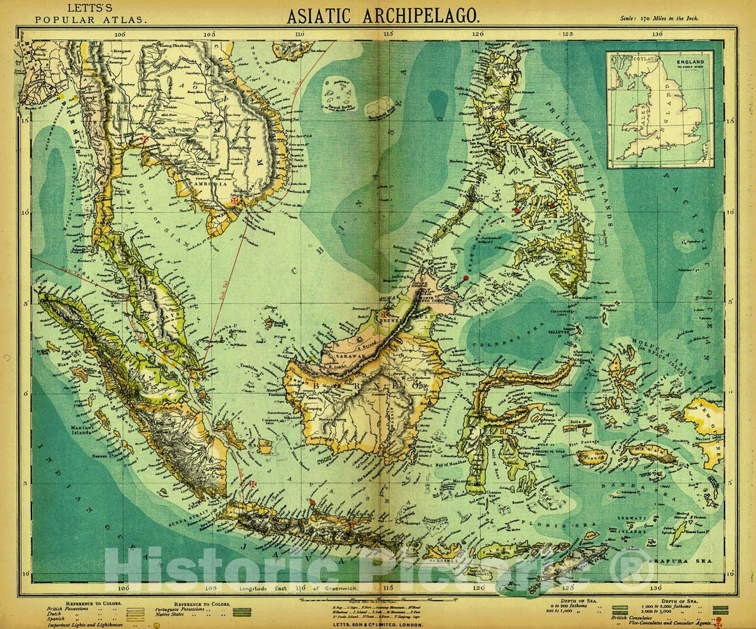 Historic Map : 1884 Asiatic Archipelago : Vintage Wall Art