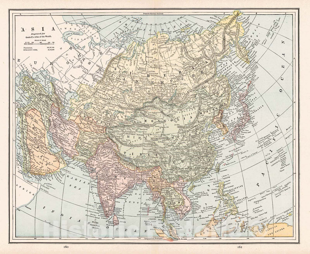 Historic Map : 1887 Asia : Vintage Wall Art