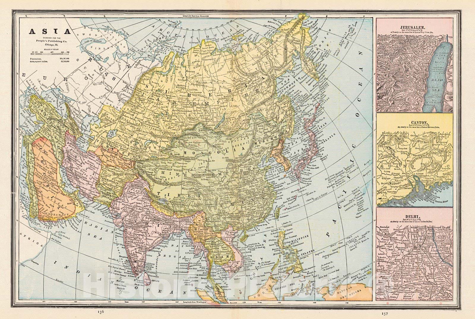 Historic Map : 1888 Asia : Vintage Wall Art