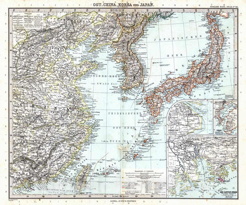 Historic Map : 1891 Ost-China, Korea und Japan : Vintage Wall Art