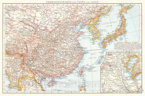 Historic Map : 1893 Ubersichtskarte von China und Japan  : Vintage Wall Art