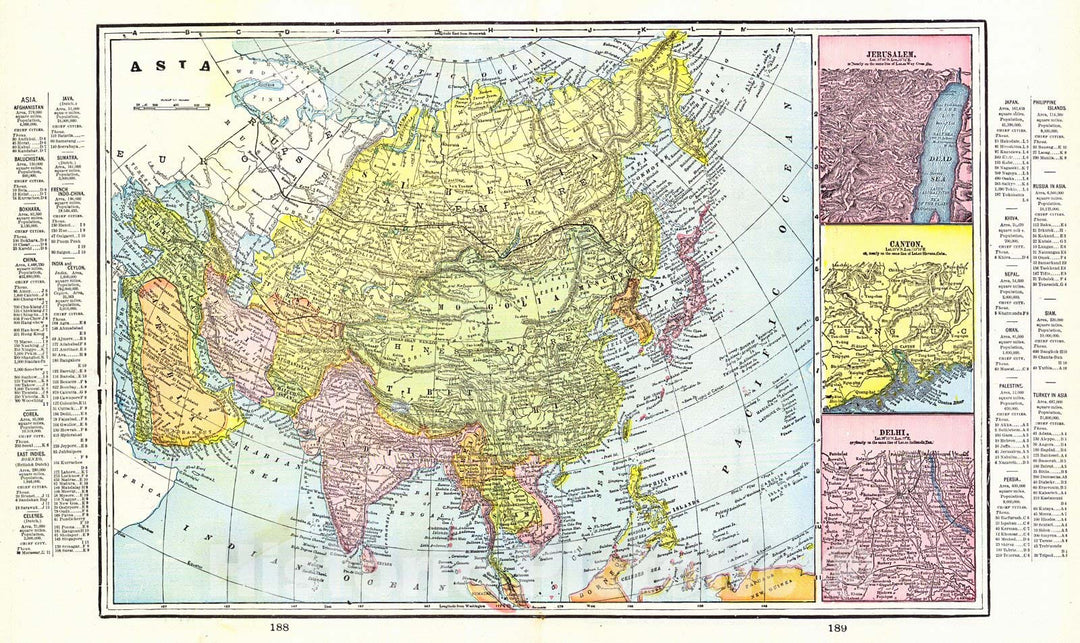 Historic Map : 1898 Asia : Vintage Wall Art