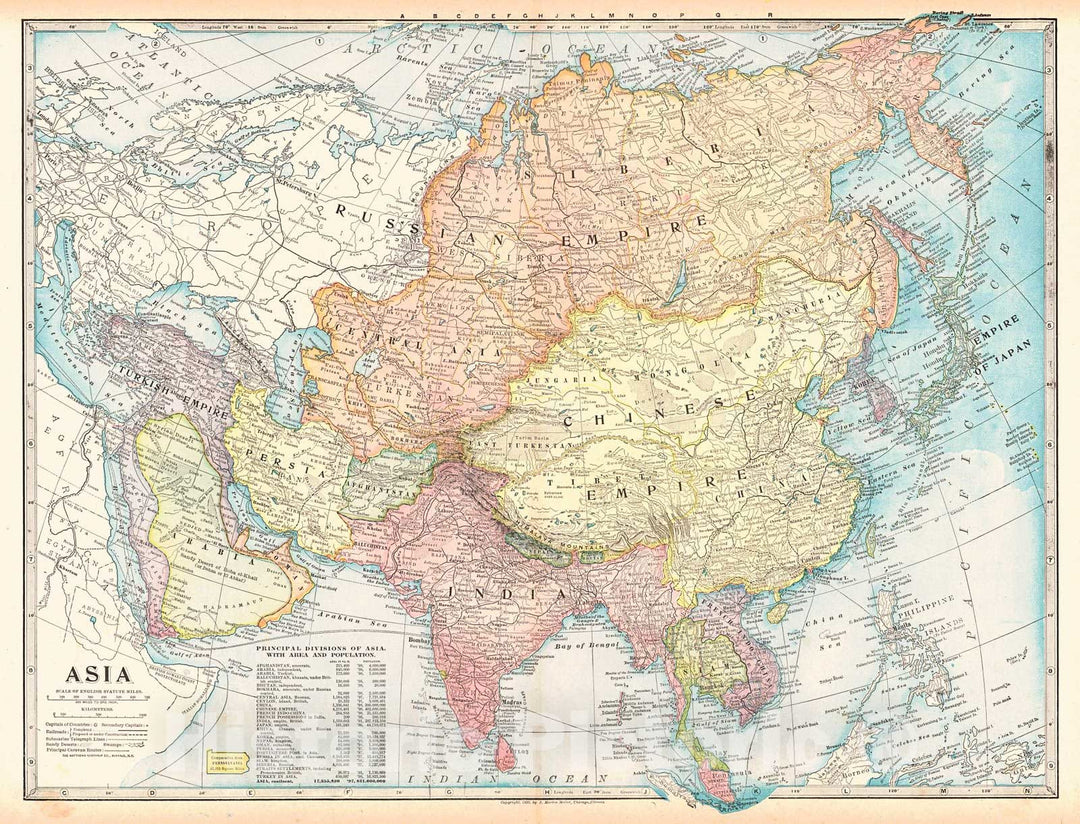 Historic Map : 1899 Asia : Vintage Wall Art