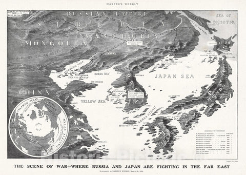 Historic Map : 1904 The Scene of War-Where Russia and Japan Are Fighting In the Far East : Vintage Wall Art
