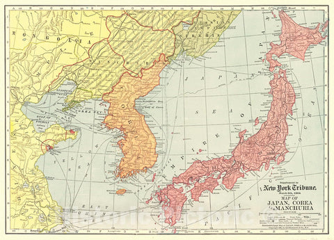 Historic Map : 1904 Map of Japan, Corea and Manchuria : Vintage Wall Art