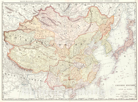 Historic Map : 1905 Chinese Empire with Japan and Korea  : Vintage Wall Art
