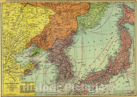 Historic Map : 1907 The Seat of the Japan-Russian War  : Vintage Wall Art