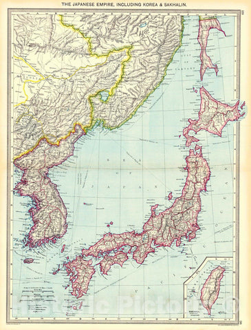 Historic Map : 1910 The Japanese Empire, including Korea and Sakhalin : Vintage Wall Art