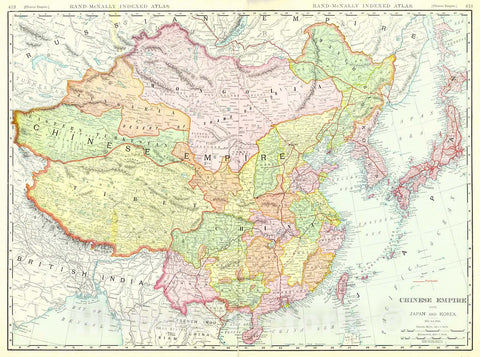 Historic Map : 1911 Chinese Empire with Japan and Korea  : Vintage Wall Art