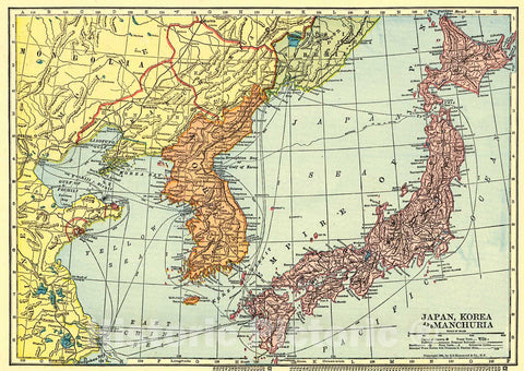 Historic Map : 1911 Japan, Korea and Manchuria : Vintage Wall Art