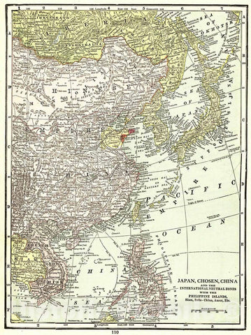 Historic Map : 1922 Japan, Chosen, China and the International Neutral Zones with the Philippine Islands, Siam, Indo-China, Amur, Ect.  : Vintage Wall Art
