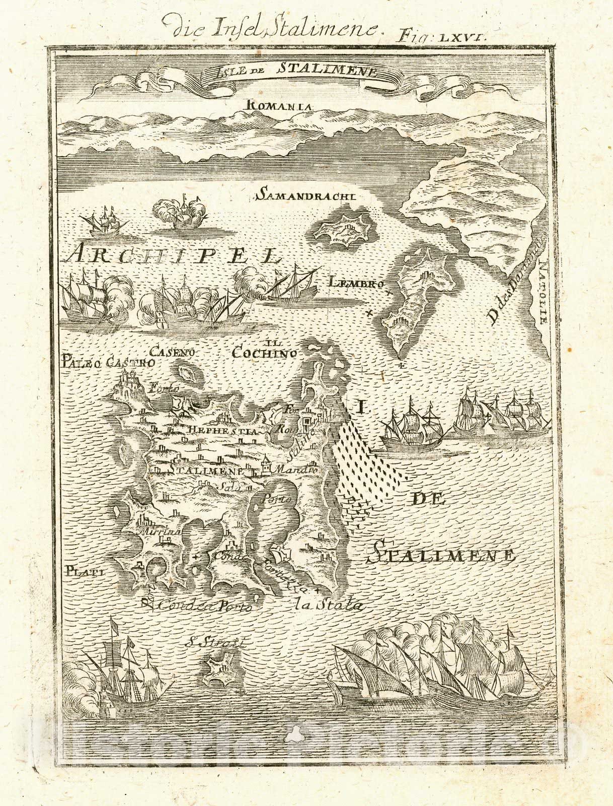 Historic Map : 1690 Isle de Stalimene : Vintage Wall Art