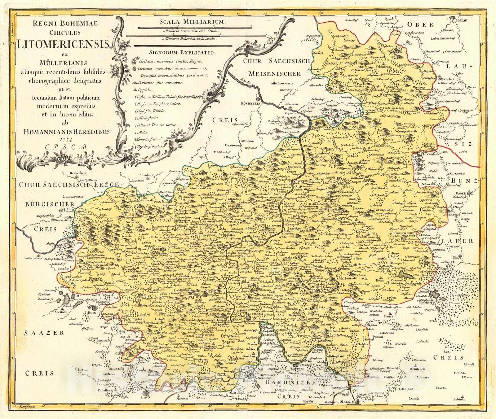 Historic Map : 1770  Regni Bohemiae Circulus Litomericensis : Vintage Wall Art