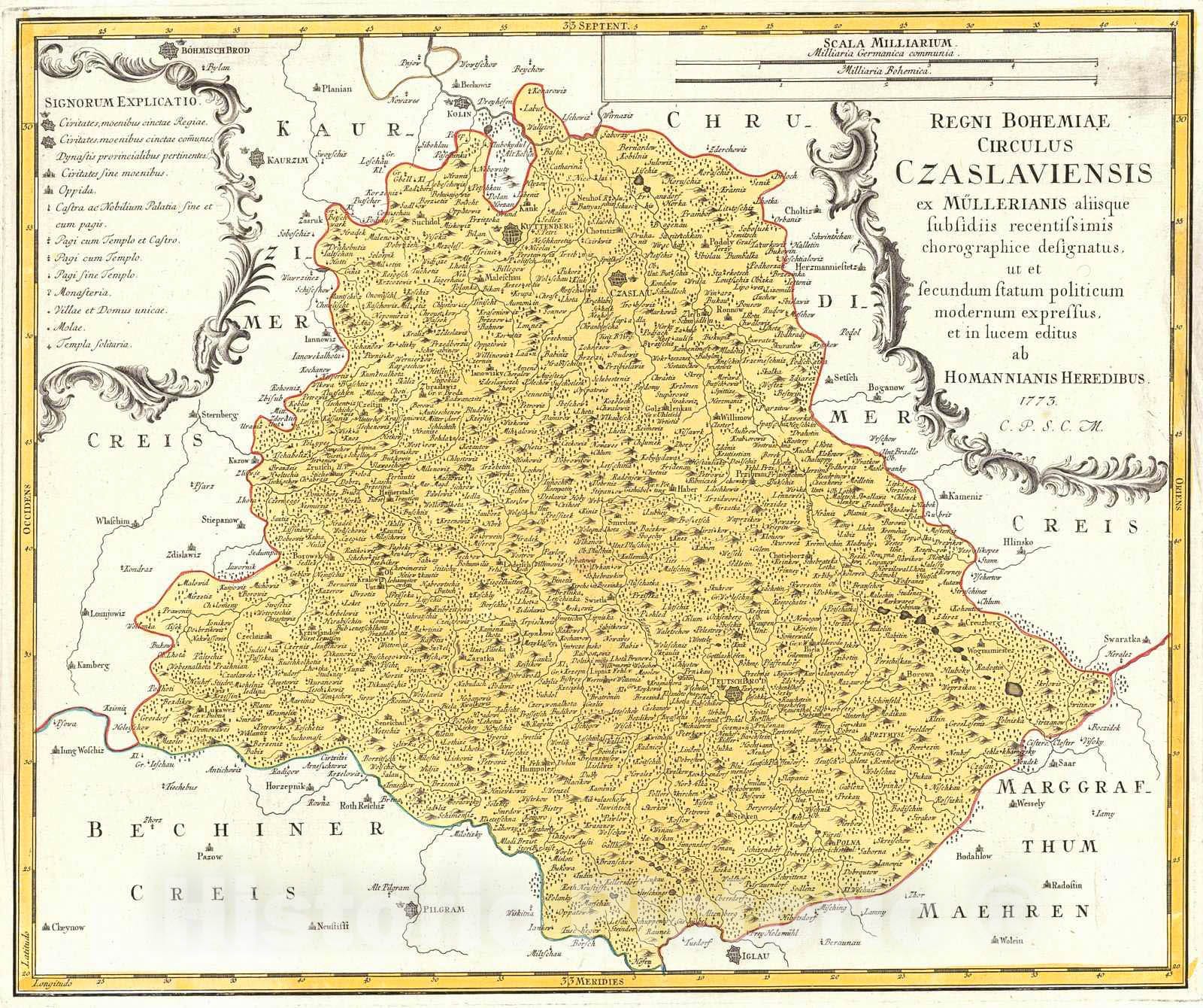 Historic Map : 1770  Regni Bohemiae Circulus Czaslaviensis : Vintage Wall Art